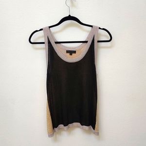 Jealous Tomato Sheer Top, S, Colorblock (Gold/Silver/Black) with  Back Overlay